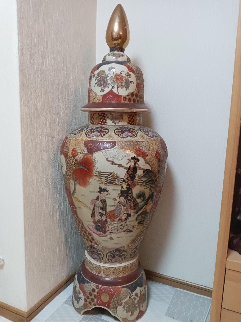 和風陶器 蓋付き大壺