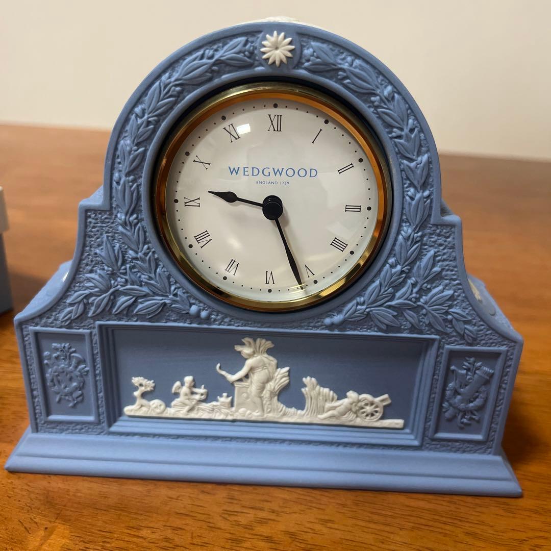 [新品保証書付き］ウェッジウッド　ジャスパー ペール ブルー マントルクロック