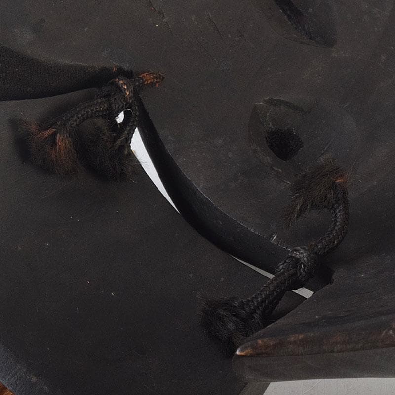 能面　能楽　雅楽　木彫　黒色尉　お面　在銘　時代箱　V　R8891