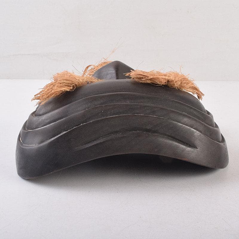 能面　能楽　雅楽　木彫　黒色尉　お面　在銘　時代箱　V　R8891