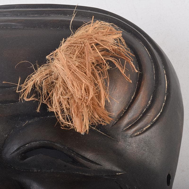 能面　能楽　雅楽　木彫　黒色尉　お面　在銘　時代箱　V　R8891