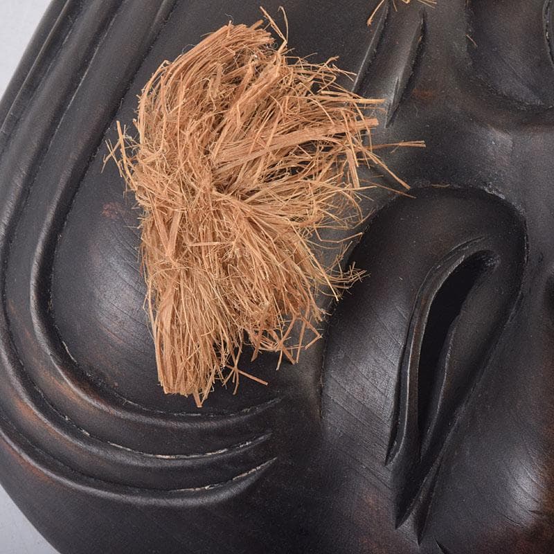 能面　能楽　雅楽　木彫　黒色尉　お面　在銘　時代箱　V　R8891