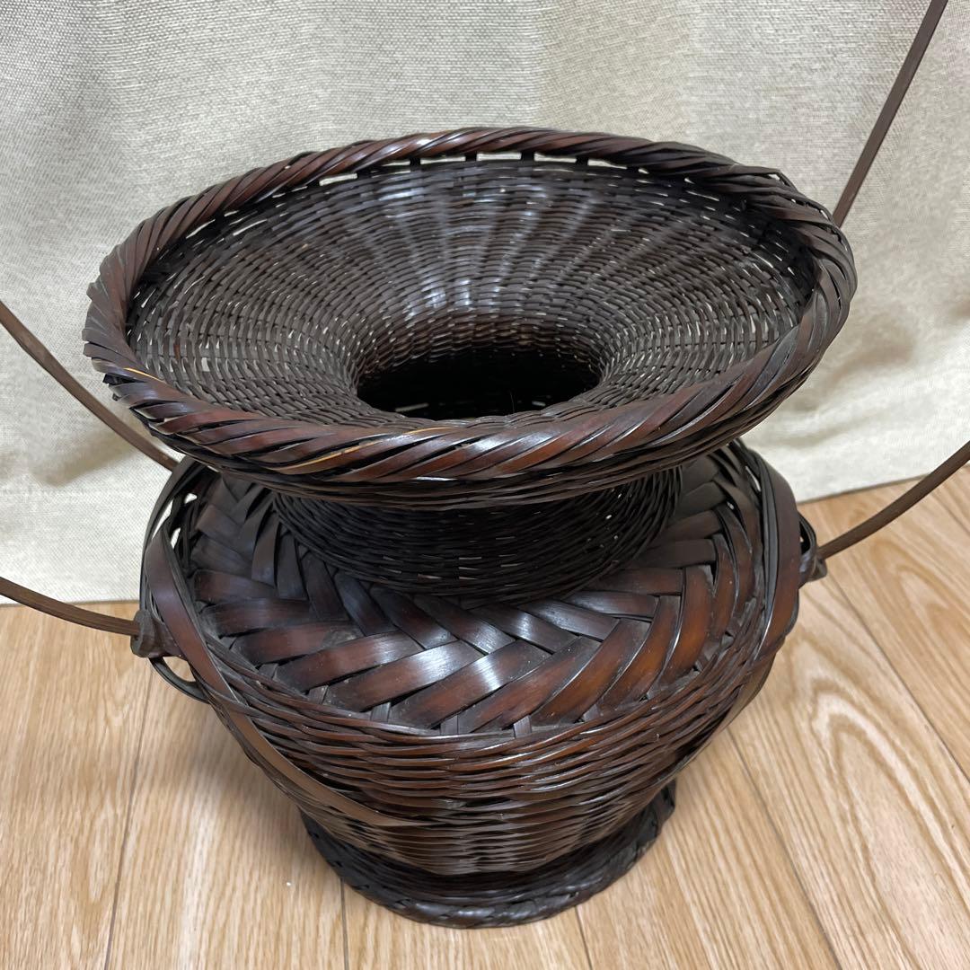 池坊 牡丹籠　華道　生花　手付竹籠 いけばな　花器　ぼたん篭