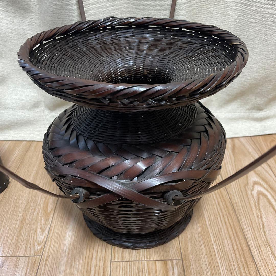 池坊 牡丹籠　華道　生花　手付竹籠 いけばな　花器　ぼたん篭