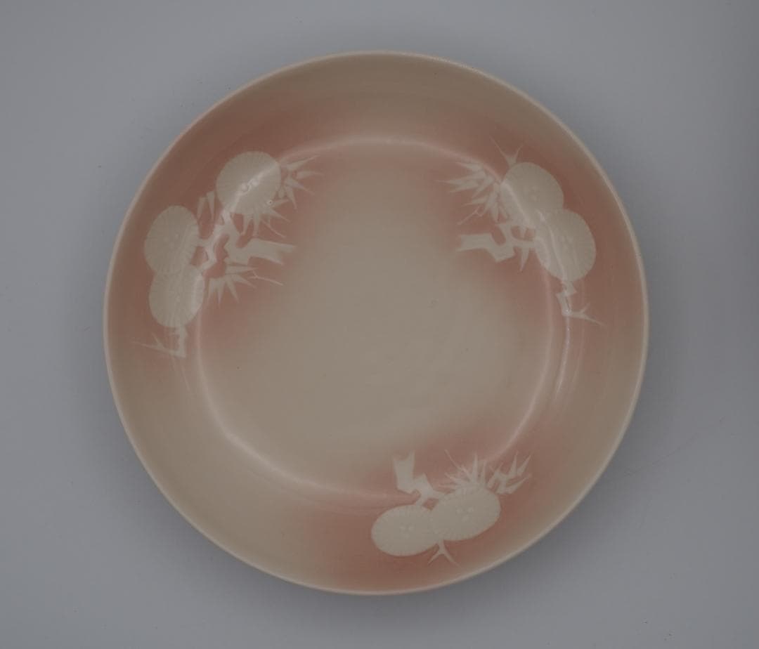 清風与平 瑍白磁 浮文釉下彩 皿 10枚 共箱