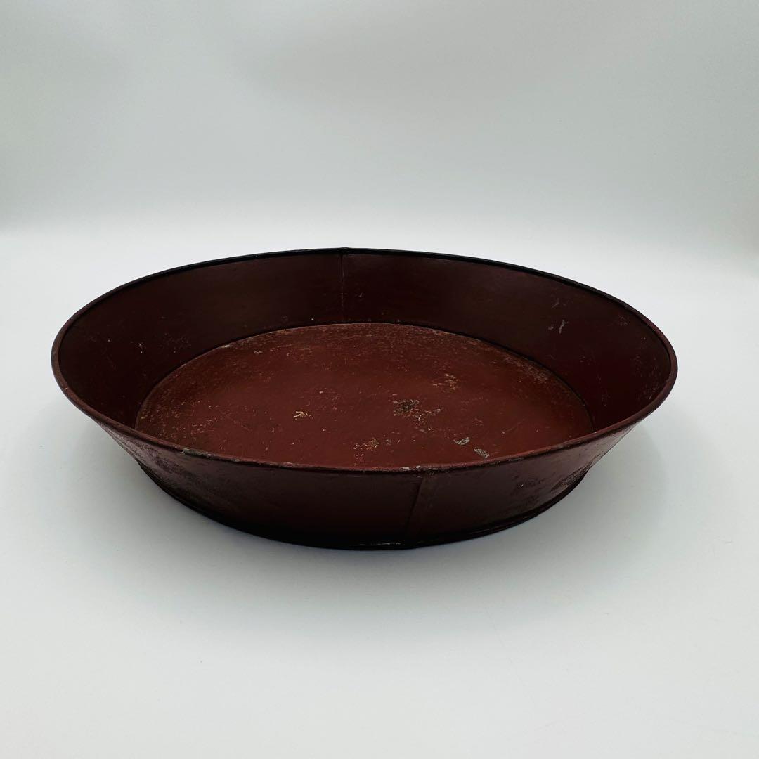 【竹旬斎在銘　花籠　銅製水盤】花器　花盛　竹細工　アンティーク