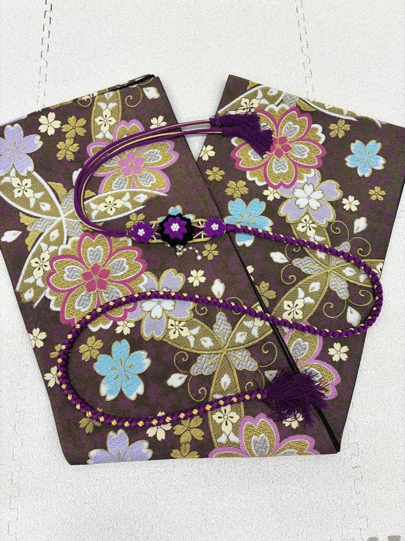 成人式　振袖フルセット　1139 白地　ピンク　紫花柄　正絹　振袖　格安！