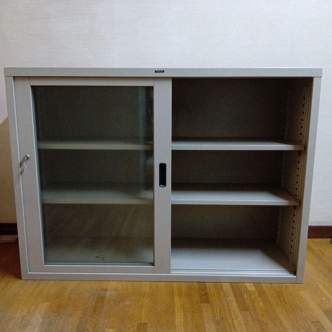 コクヨ　キャビネットスライド式扉 グレー　中古　汚れ有り　88×120×40cm