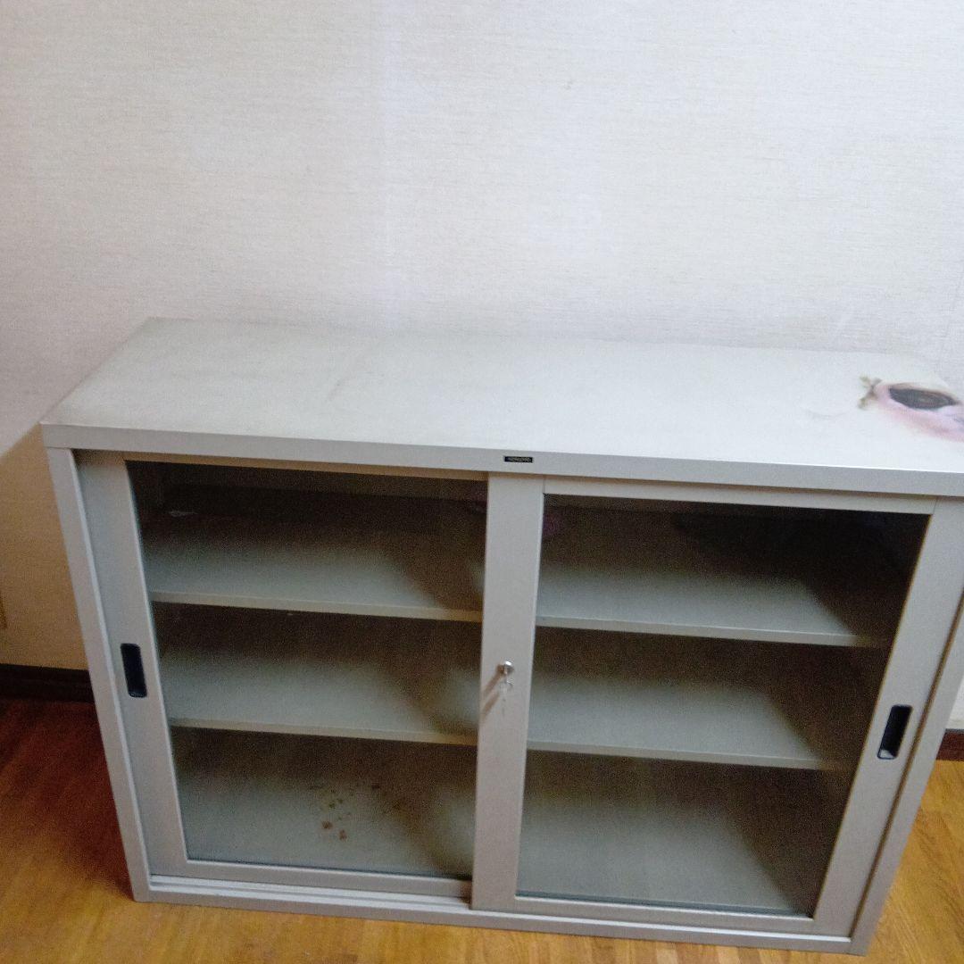 コクヨ　キャビネットスライド式扉 グレー　中古　汚れ有り　88×120×40cm