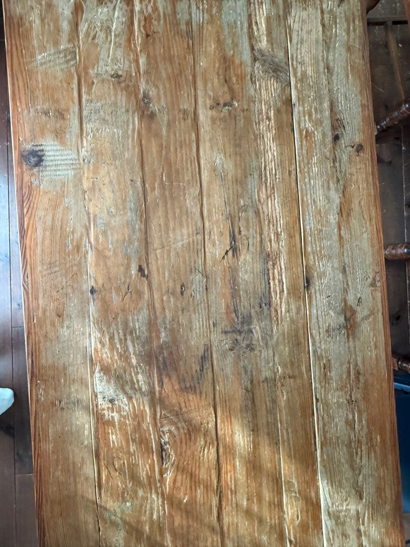 バーンウッド　古材　アンティーク　木製　ダイニングテーブル 金属脚付き