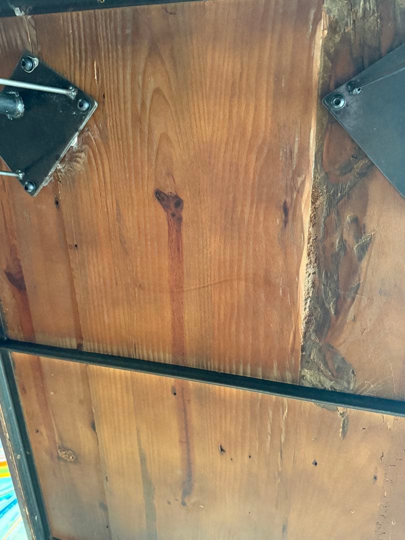 バーンウッド　古材　アンティーク　木製　ダイニングテーブル 金属脚付き