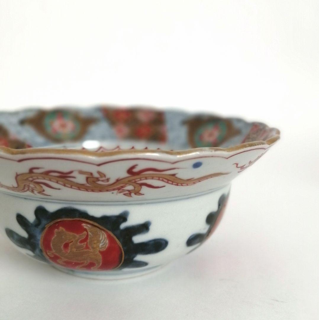 金継ぎ用　古伊万里　色絵　赤玉　３客セット