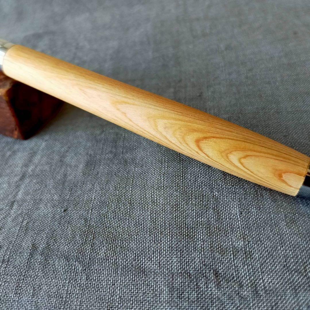 伊勢神宮　檜　ハンドメイド　木軸シャープペン　0.5mm　天然木　シルバー