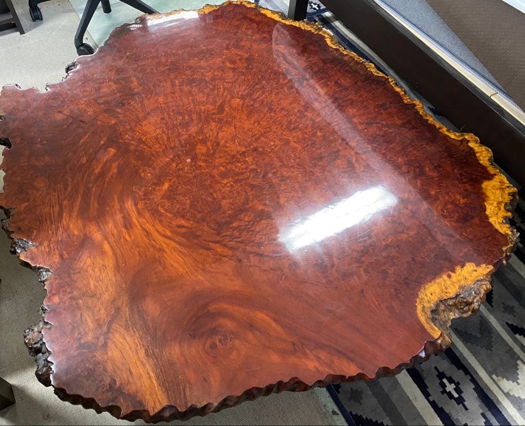 【希少】　一枚板 天然木　本花梨　座卓　 ローテーブル アンティーク 瘤　一点物