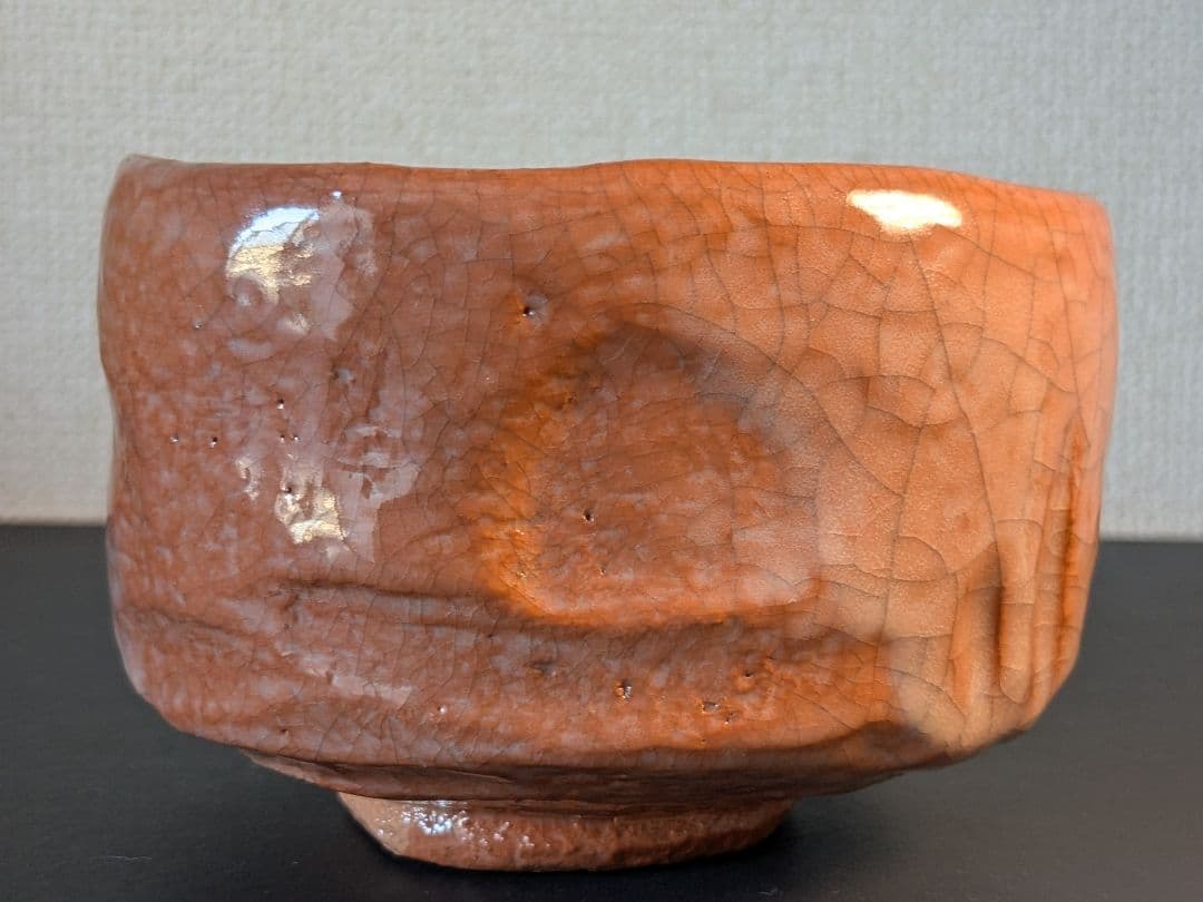 【上作、完品】京焼　桂窯　檜垣青子　赤茶碗　共箱　仕服　風呂敷