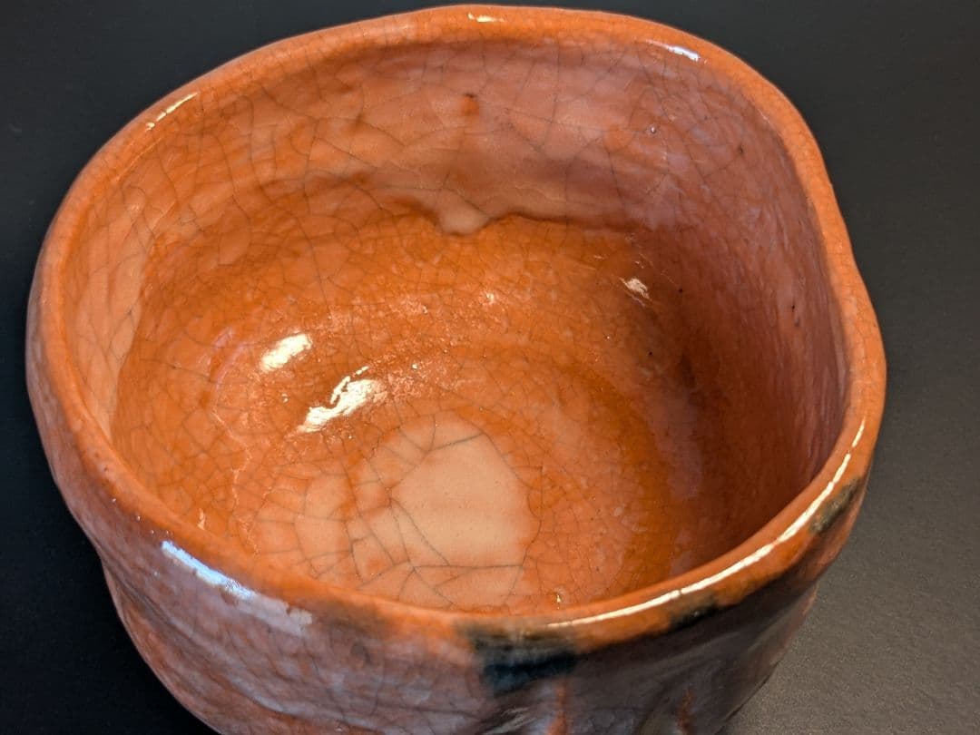 【上作、完品】京焼　桂窯　檜垣青子　赤茶碗　共箱　仕服　風呂敷