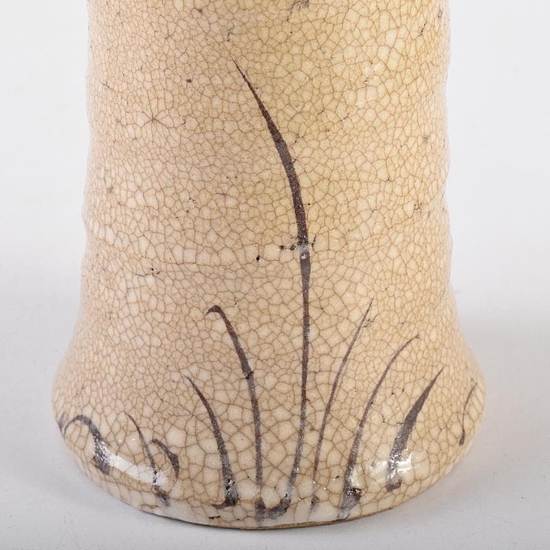 北大路魯山人作　絵織部　花入　共箱　M　R8609