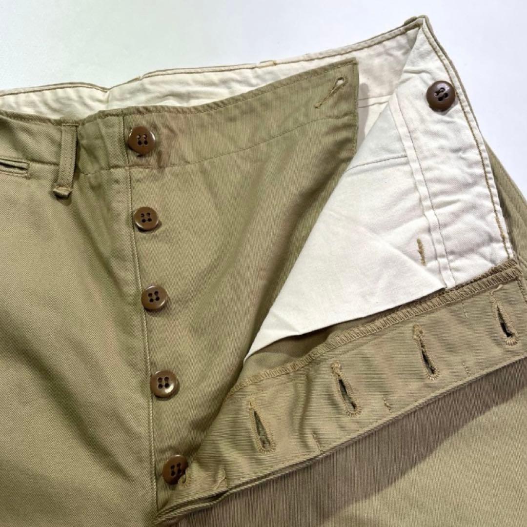 80s 90s USARMY チノパン W36L31 ベージュ M-41 両玉縁