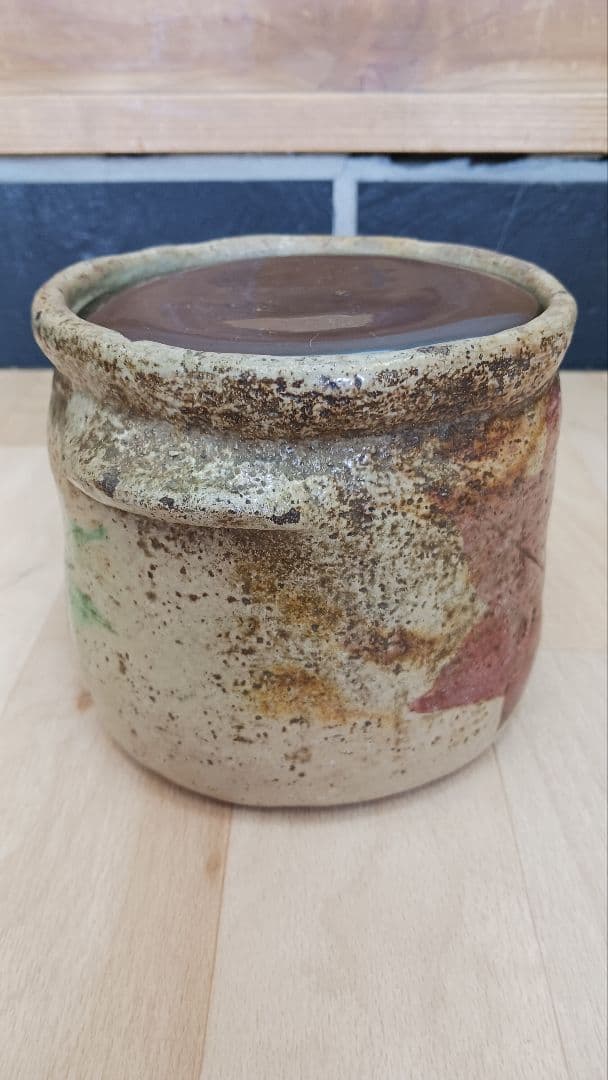 珍品？時代物美濃焼？瀬戸焼？何焼？掻き銘あり水指紅葉図もみじ茶道具江戸期