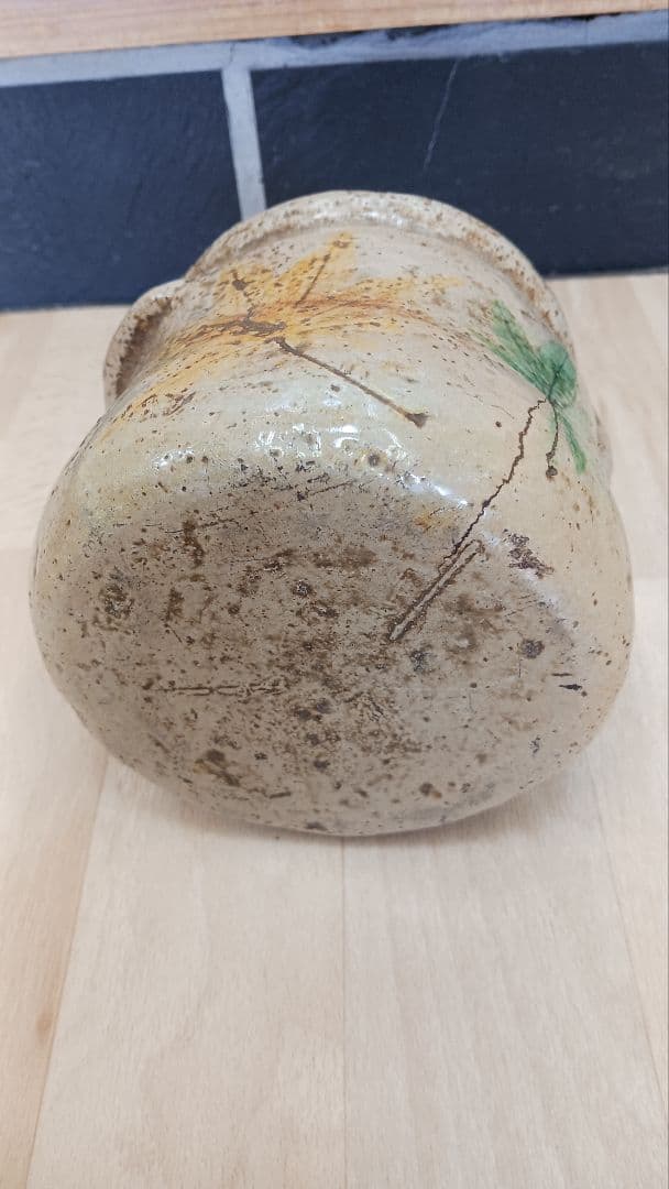 珍品？時代物美濃焼？瀬戸焼？何焼？掻き銘あり水指紅葉図もみじ茶道具江戸期