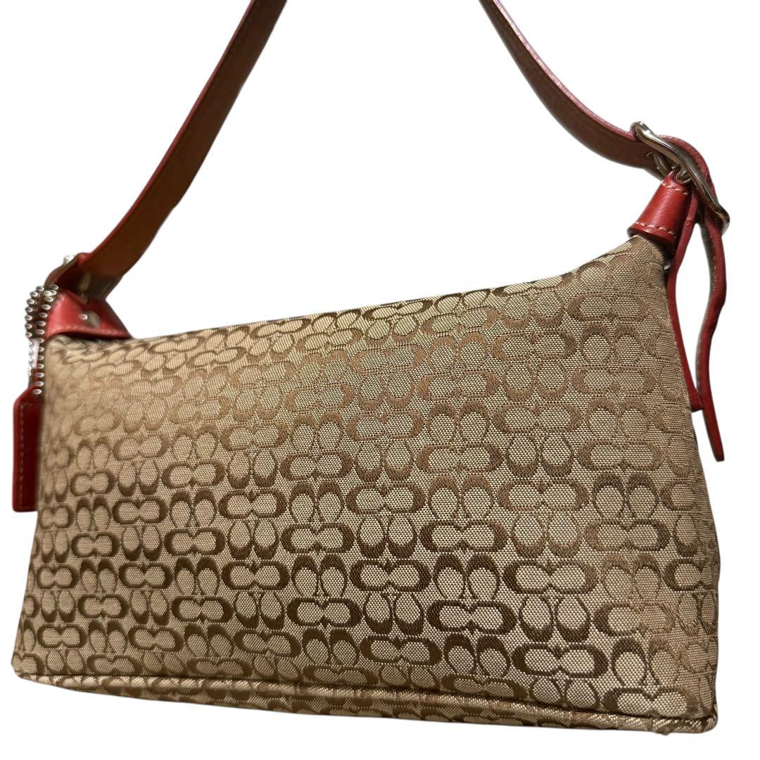 極美品✨コーチ　アクセサリーポーチ　シグネチャー　キャンバス　ブラウン　6332