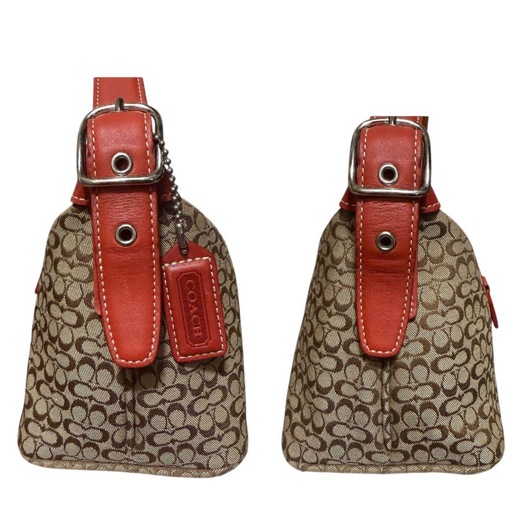 極美品✨コーチ　アクセサリーポーチ　シグネチャー　キャンバス　ブラウン　6332