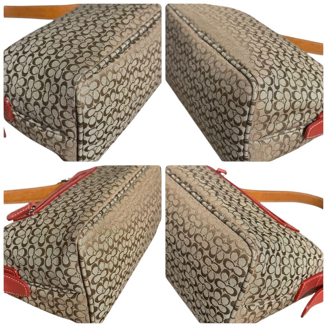 極美品✨コーチ　アクセサリーポーチ　シグネチャー　キャンバス　ブラウン　6332