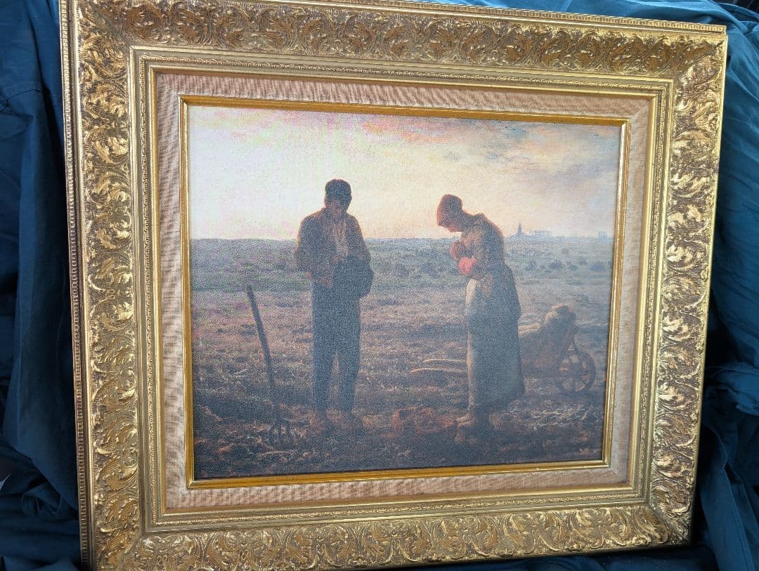 ジャン・フランソワ・ミレー　晩鐘　プリハード複製画　世界の名画プリハード