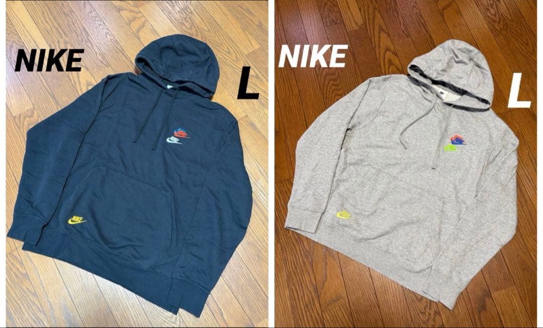 美品 ナイキ エッセンシャル ランダムスウッシュ パーカー グレー ブラック