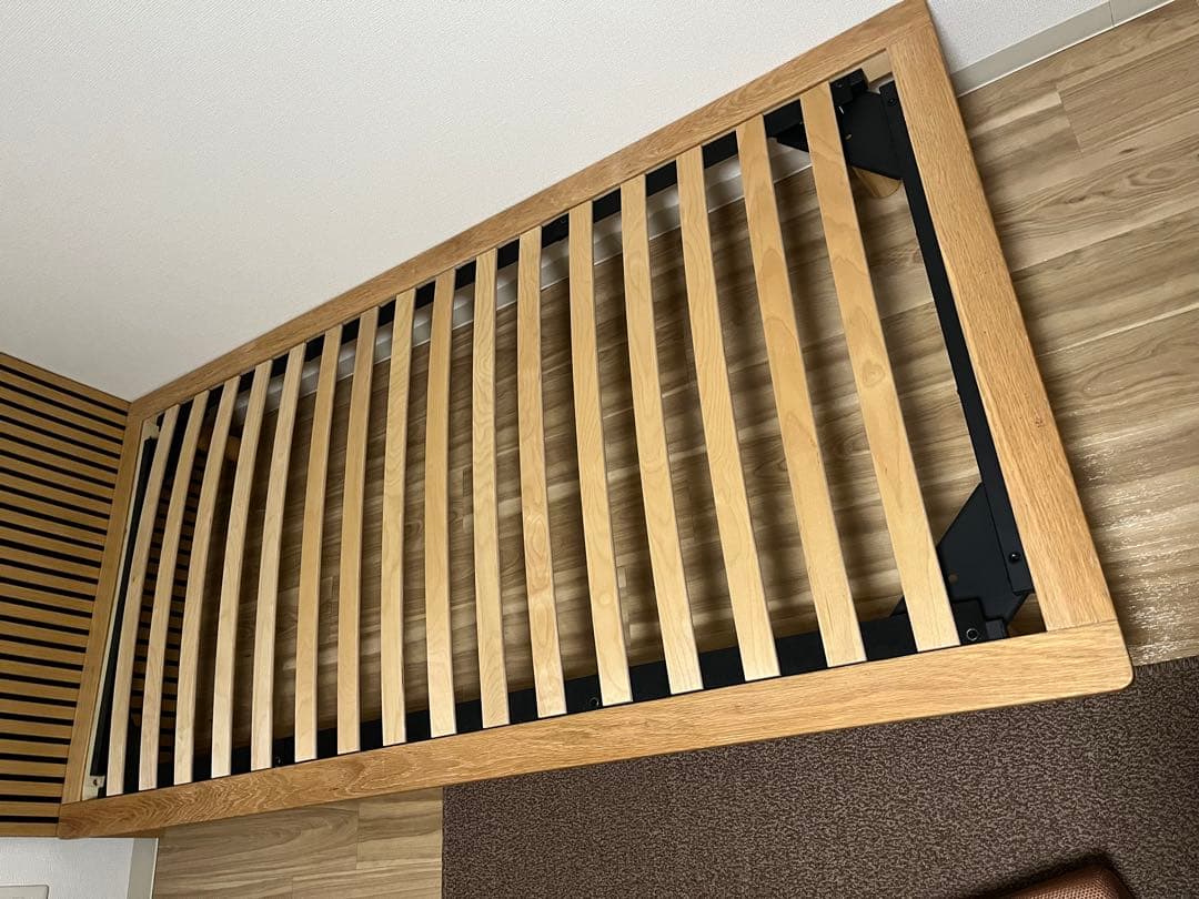 木製ベッドフレーム　オーク材突板　シングル