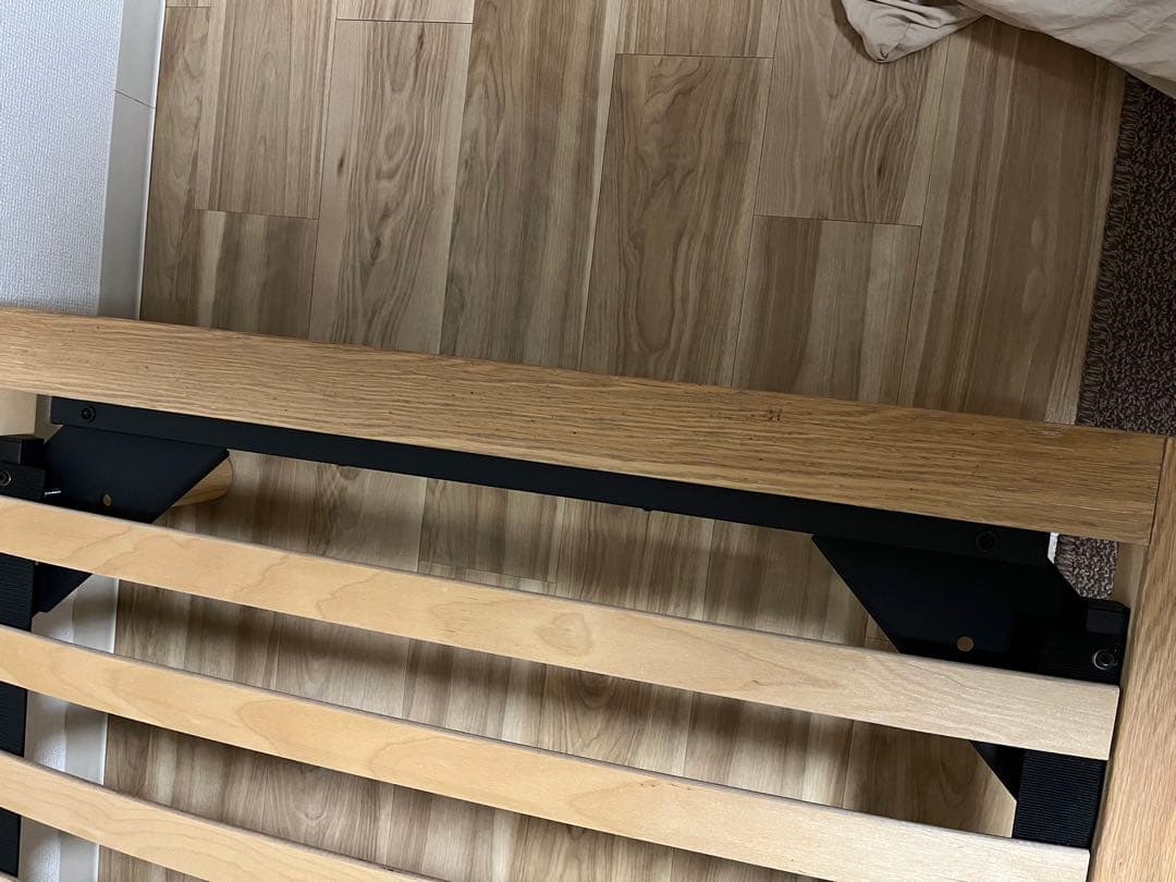 木製ベッドフレーム　オーク材突板　シングル