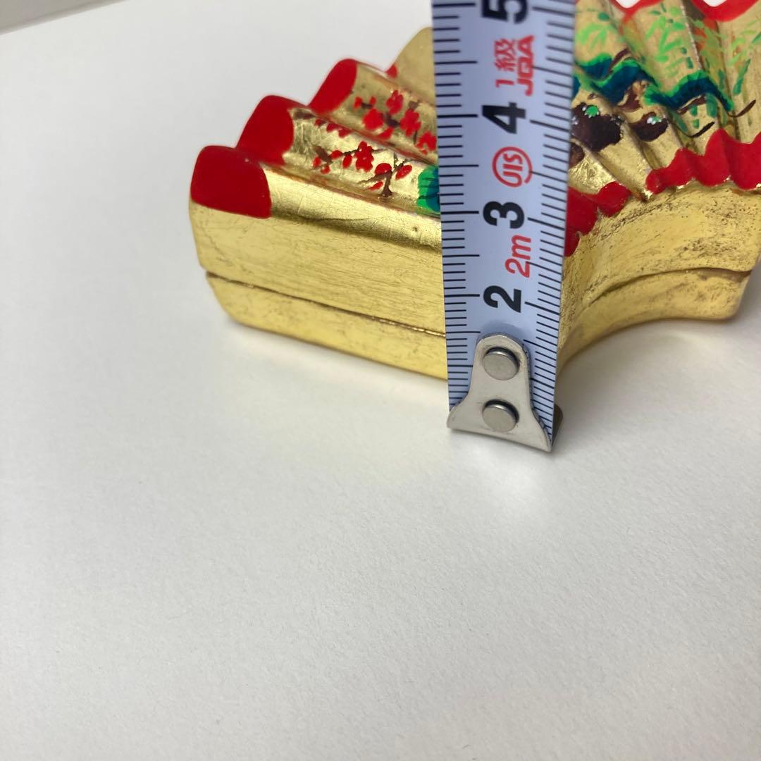 檜垣青子 扇面 松竹梅 香合 金 青子 共箱 栞付 茶道 送料込 晴 美品 楽