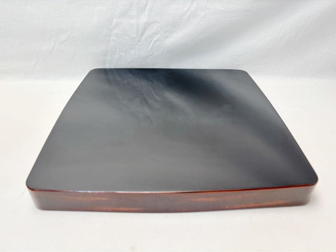 美品 懐石道具 木製 溜塗 四方膳 会席膳 十客組 宴会盆 銘々盆 平膳 箱無