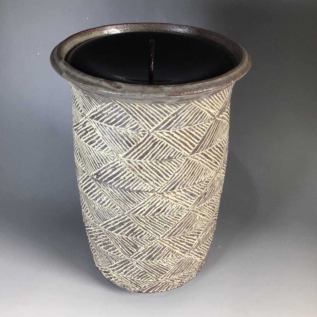 Ｎ６６４　水指　『朝倉窯　山内達雄造』『三島手水指』　共箱　茶道具