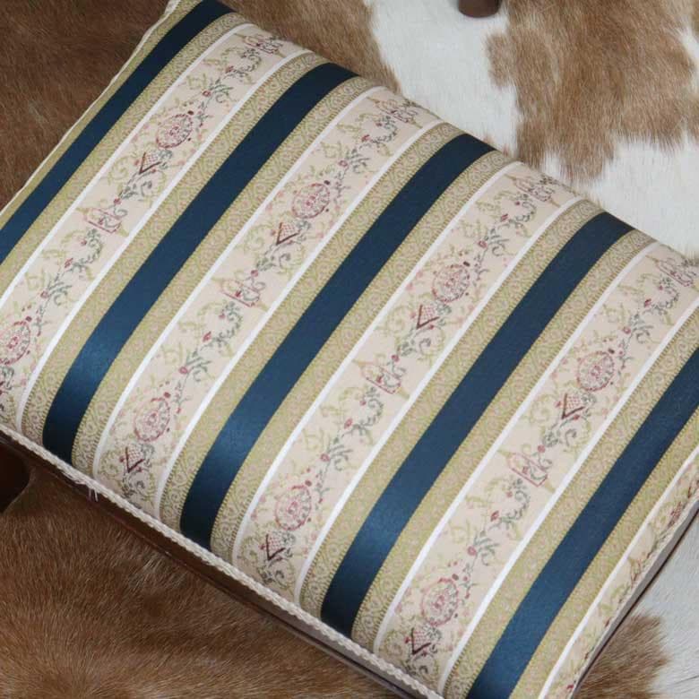 イタリア フットスツール 猫脚 ネイビーストライプ 玄関用 完成品