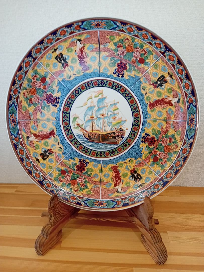 ◆昭和レトロ◆ オランダ舟 13号 42cm 大皿 飾り皿
