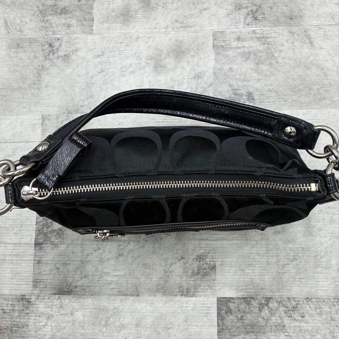 極美品✨コーチ　ポピー　セミショルダーバッグ　2way ナイロン×パテントレザー