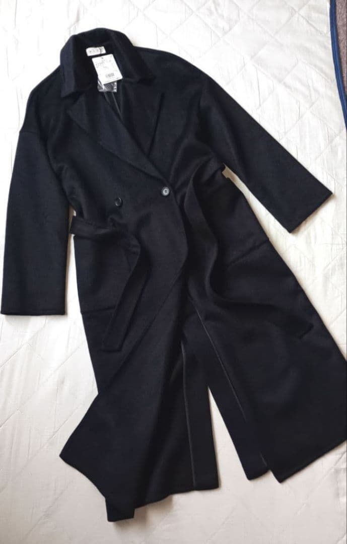 新品　PLST　プラステ　チェスターコート　ベルテッドコート　ウールテンセル　紺