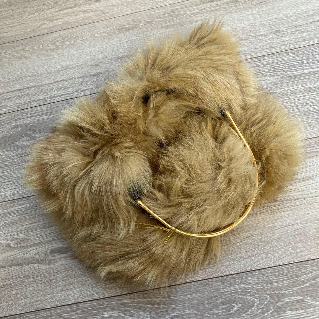 ヴィオラドーロ 定価3.7万 新品 フォックスファーリングバッグ ベージュ