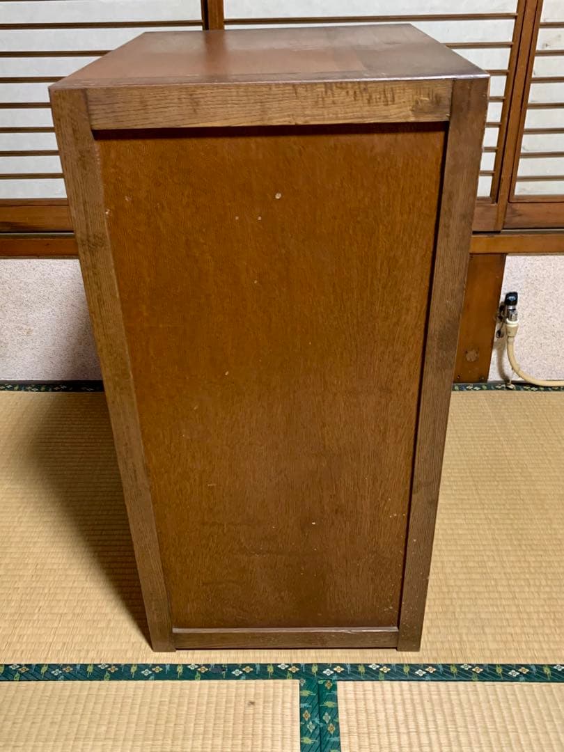 ☆【ダイヤガラス】引戸食器棚 水屋箪笥 昭和レトロ アンティーク 3段 木製