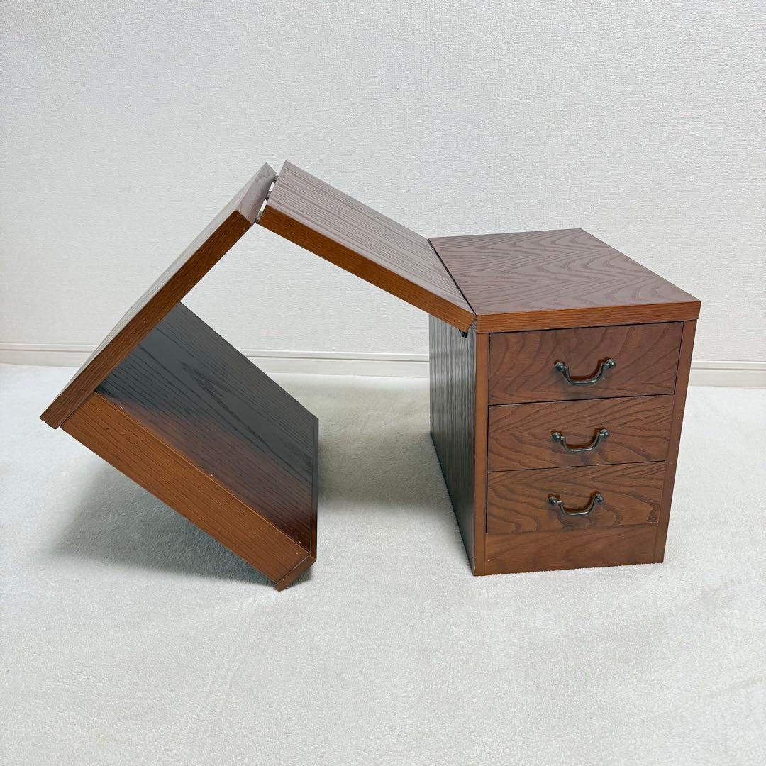 折りたたみ　文机　書斎机　座卓　レトロ　アンティーク　引き出し付