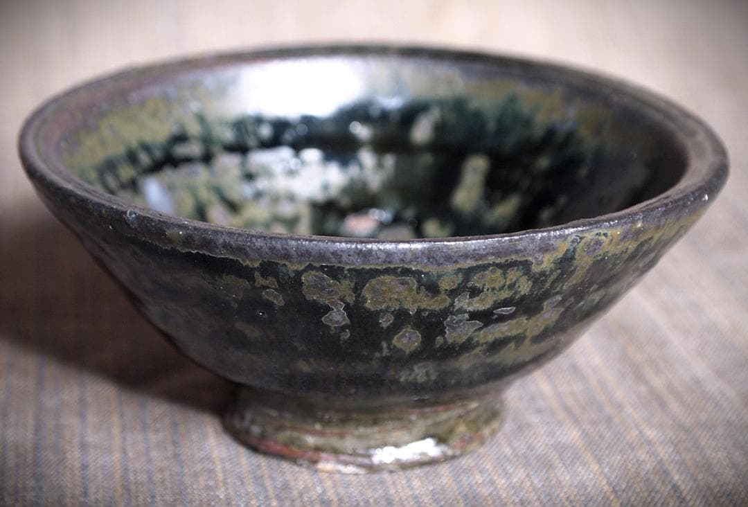 人気作家★加地学【師：森岡成好】★窯変（天目）黒茶碗A