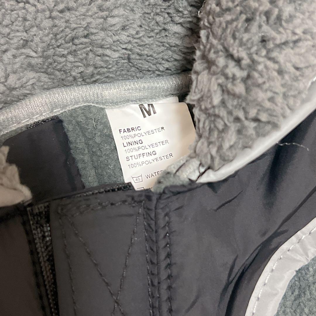 Tinsin 犬 服 防寒着 ウエスト調節可能 軽量 M 反射テープ　ブラック