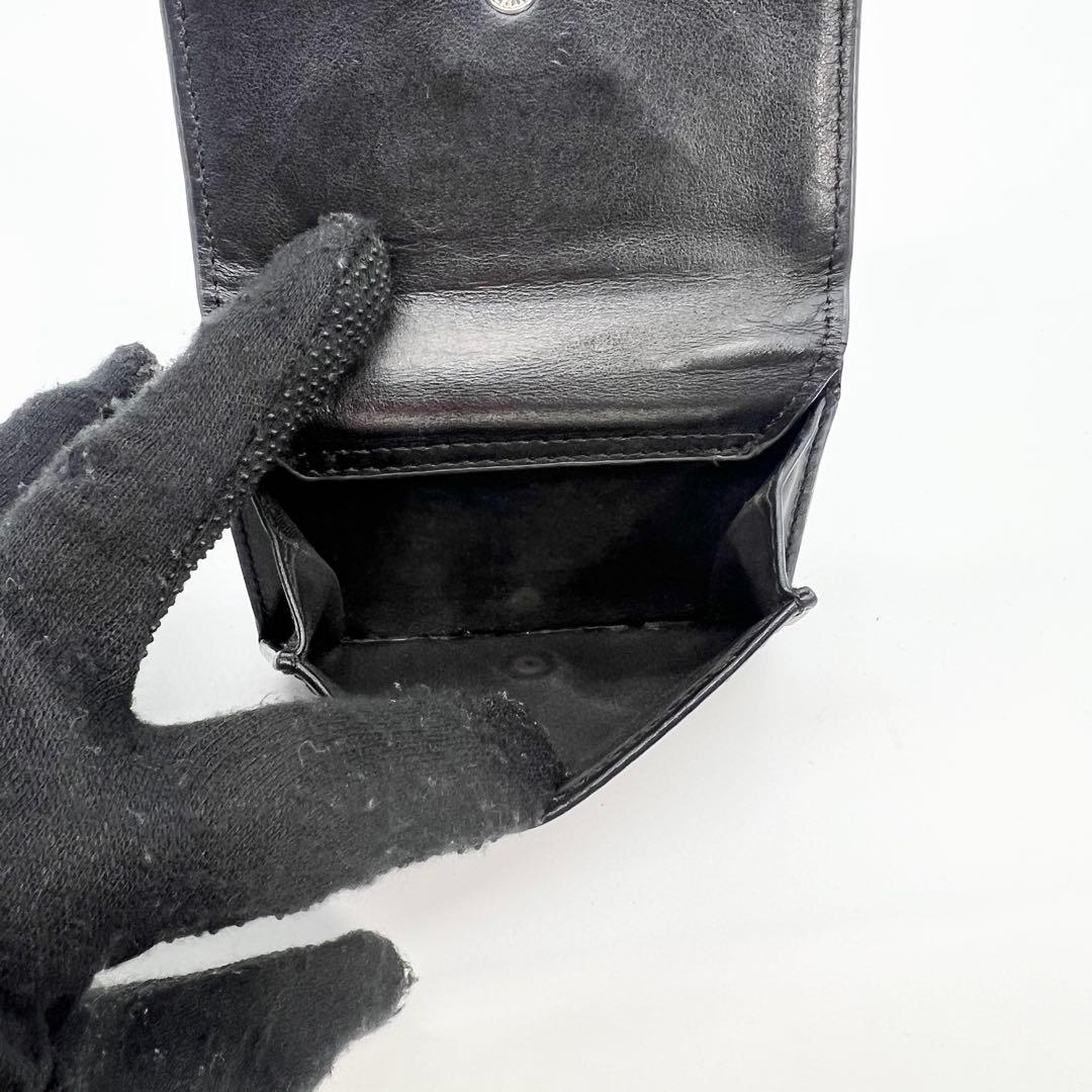 近年モデル✨DIESEL　三つ折り財布　Dロゴ　レザー　ブラック　コンパクト