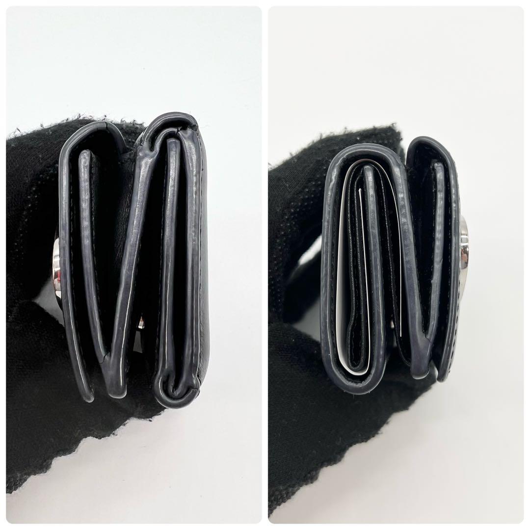 近年モデル✨DIESEL　三つ折り財布　Dロゴ　レザー　ブラック　コンパクト