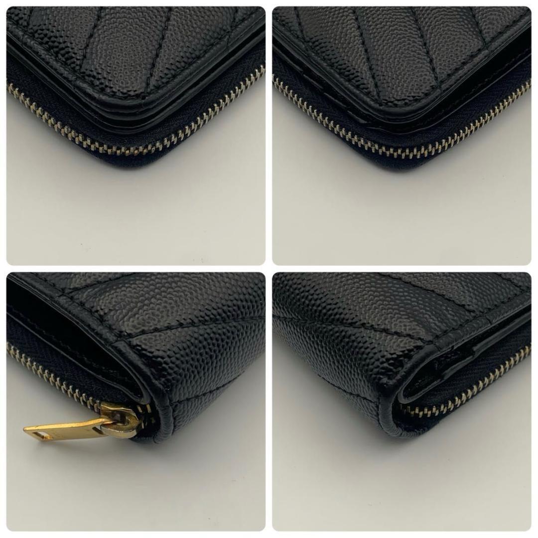 鑑定済み 美品 サンローラン 財布 カサンドラ YSL 二つ折り コンパクト 黒
