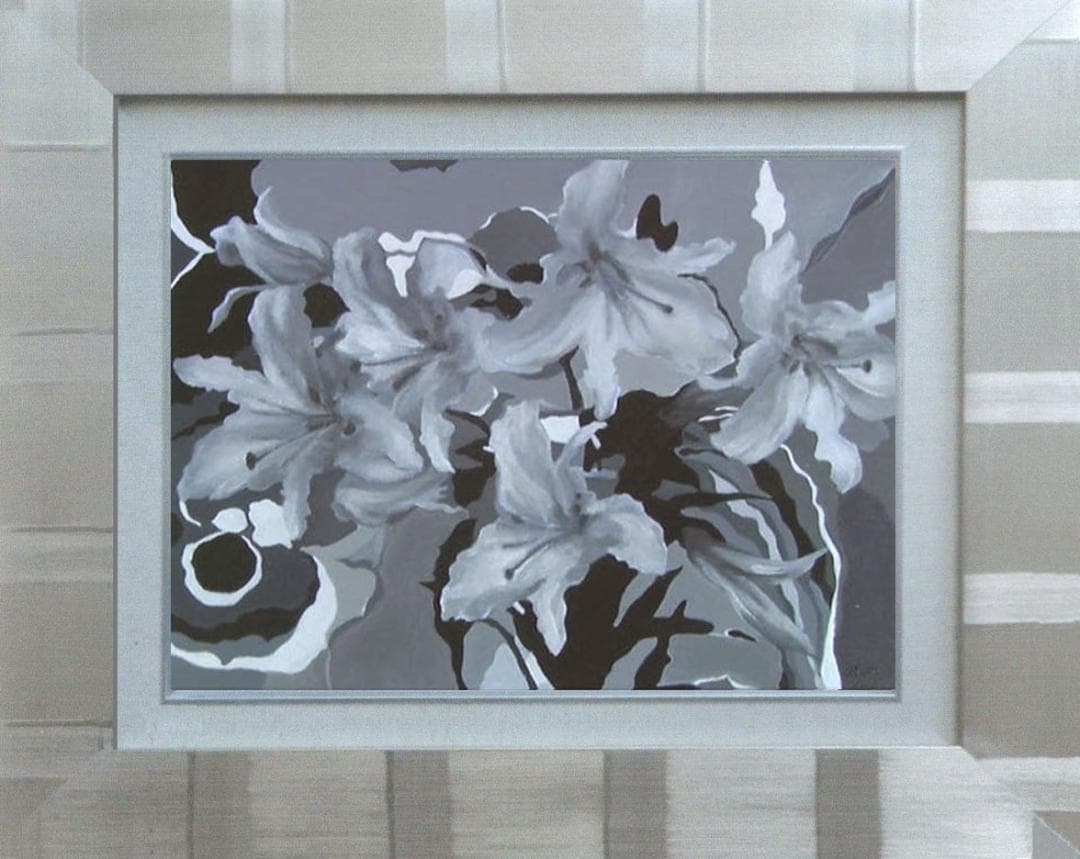 油絵 菅家令子 絵 絵画 インテリア 額付(白) uF6-070101 花