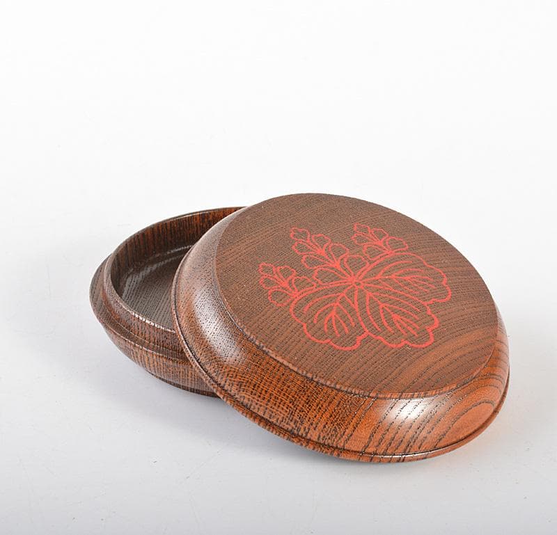 茶道具　漆工芸師　川端近左作　太閤桐絵欅拭漆香合　共箱　V　R6797