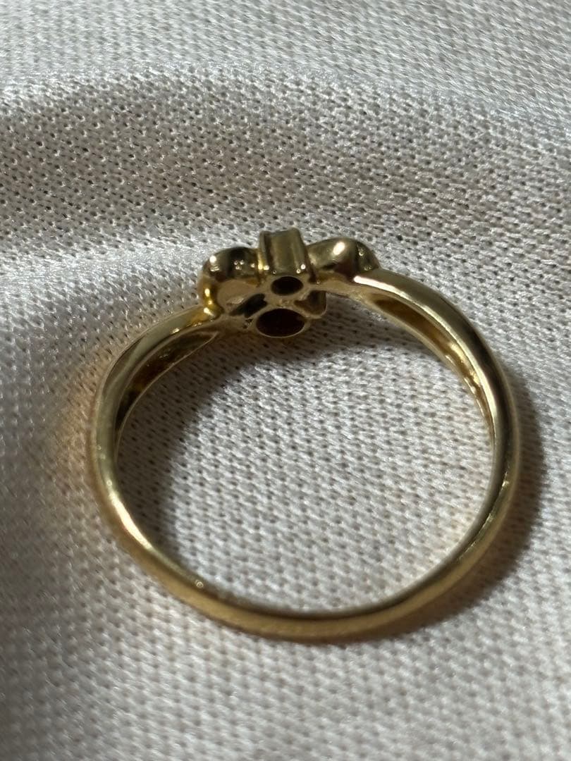 K18 ルビー ダイヤモンド リング D0.02ct リボンモチーフ 指輪18金