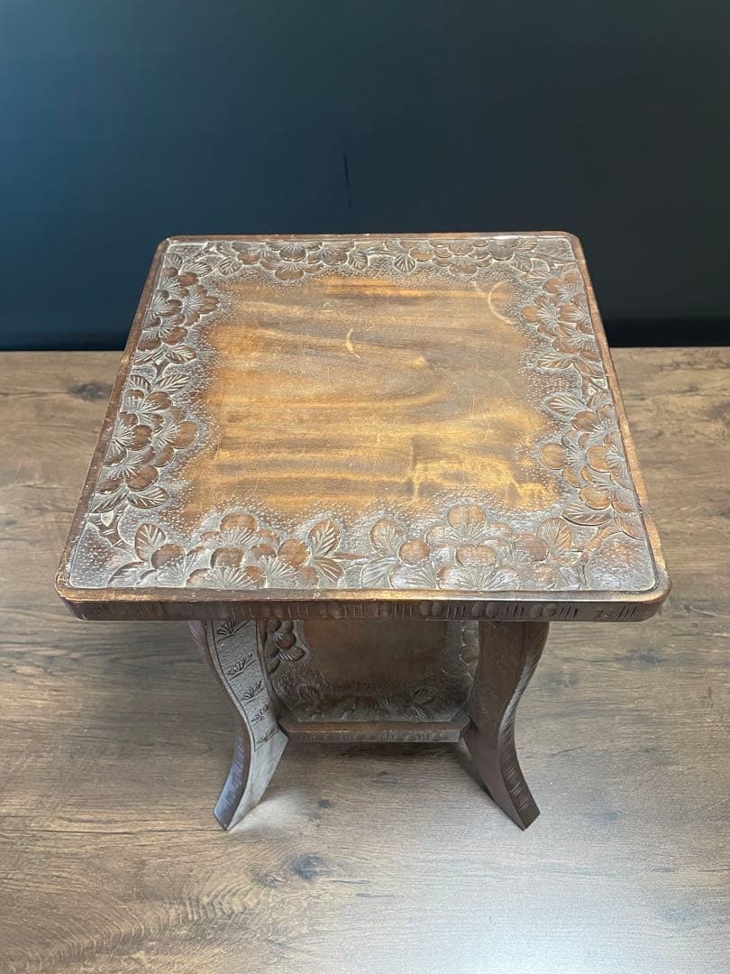 和製ビンテージ 伝統工芸 軽井沢彫り サイドテーブル　花台